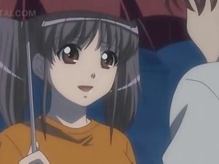 Anime doce senhora mostrando dela eixo a chupar skills