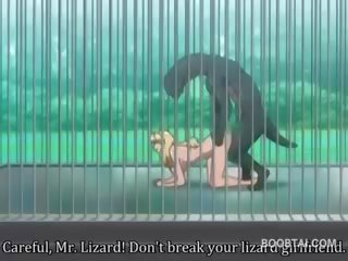 Krūtainas anime meitene cunt pavirši grūti līdz monstrs pie the zoo