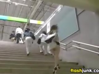 Japanese young female Naked In Public On A Subway