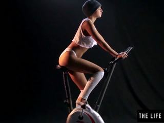 Adorable Sweaty Teen Humping an Exercise Bike Seat.